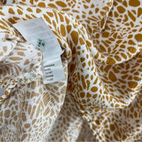 LOFT XS Abstract Print Flowy Cottagecore Peasant Top Modest V Neck Ruffle Wrist - Picture 7 of 8